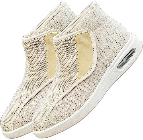 Aocase Schuhe Für Geschwollene Füße Orthopädische Diabetiker Schuhe Herren Damen Senioren Turnschuhe Freizeitschuhe Reha Schuhe Für Geschwollene Füße,Beige,39 EU