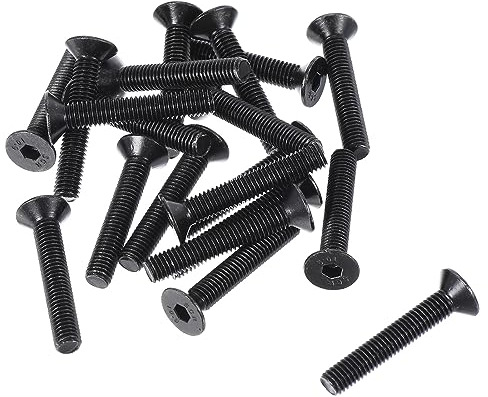 QUARKZMAN M5 x 30mm Hex Sockel Flachkopf Senkschrauben x 20STK. 10.9 Legierter Stahl Sockel Kopf Kappe Schrauben für Maschinen und Möbel, [Schwarz]