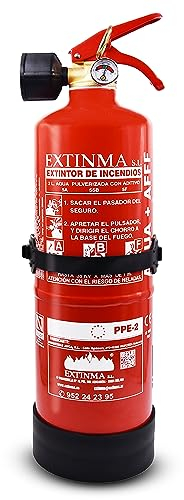 Extintor Espuma ABF 2L con soporte, homologado CE y AENOR. Ideal para coche, casa, caravana, camper, autocaravana. Alta eficacia. Portátil, compacto. Fabricado en España. Seguridad total.