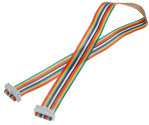 sourcing map 1 Pcs 16 Pin Flat Rainbow Ribbon Cable FC/FC Female Connector 1.64FT 2.54mm Pitch Breadboard Jumper Wires for Electronic Projects