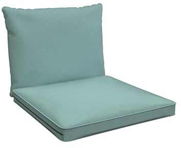 POKAR Coussins de Jardin Extérieur Coussin Chaise Galette de Chaise, 1 Lot de 2 (1x Coussin d'assise 50x50x5 cm + 1x Coussin Dossier 50x40x15 cm), Bleu