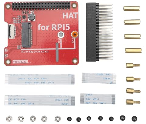 NVMe PCIe SSD-Adapterplatine, Einfach zu Installierende M.2-Festplatten, Zwei LED-Anzeigen, Stapelbares Design, für Pi 5 8 GB 4 GB 2 GB 1 GB
