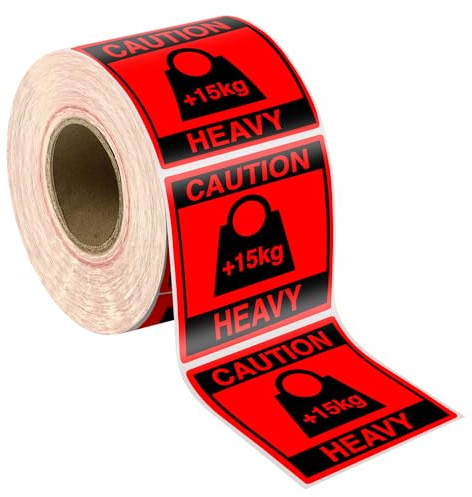 500 rollos de etiquetas de envío de 80 x 80 mm [500 pegatinas] etiquetas de advertencia autoadhesivas, color rojo brillante, 1 rollo