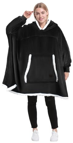 Catalonia Classy Coperta con cappuccio in pile oversize con maniche e cappuccio, coperta portatile da indossare come idea regalo per uomo e donna
