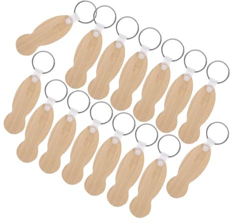 NUOBESTY 15pcs Bamboo Shopping Trolley Keyrings with Supermarket Tokens, Portable Natural Bamboo Key Chain Set for Shopping Cart Release and Utility Cart Access in Uk