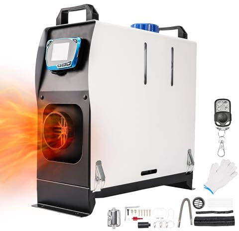 CASEGO Diesel Air Heater Parking Heater All-in-One Diesel Heater 1 Holes Parking Heater Diesel Air Heater With LCD Switch & Remote Control with Timing (White 5KW)
