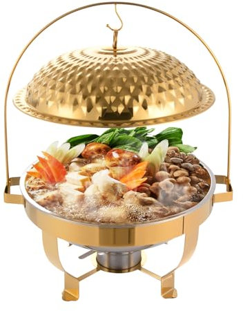 Chafing Dish Buffet Set, Stainless Steel Diamond Hanging Lid Stove, Round Silver Chafing Dishes for Buffet, Buffet Servers and Warmers Set Warming Tray for Parties, Home and Restaurant