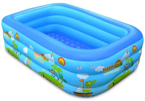 Piscine Enfant Gonflable Carré - Pataugeoire Bebe pour Famille, Jardin Extérieur Été - Jouets Aquatiques Intérieur et Extérieur