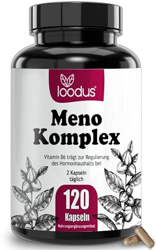 12fach Meno Komplex Wechseljahre Tabletten pflanzlich - Meno Balance Kur | 120 Yamswurzel Kapseln hochdosiert & Rotklee Kapseln + Ashwagandha Mönchspfeffer hochdosiert & B6 für Hormon Balance Frauen