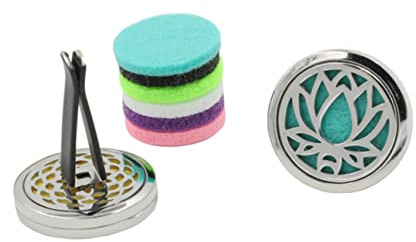 MAGICLULU Lotusförmiger Auto Lufterfrischer Clip Mit Aromatherapie Diffusor Und 2 Farbigen Filzpads Auto Duft Diffusor Für Lüftung Parfüm Medaillon Zubehör Für Frische Innenraum