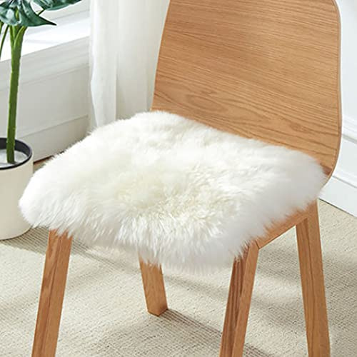 Cuscino quadrato in pelliccia, tappeto ultra morbido in finta pelle di pecora, bianco soffice cuscino per sedia, cuscino per sedia da sala da pranzo, tappeto per pavimento