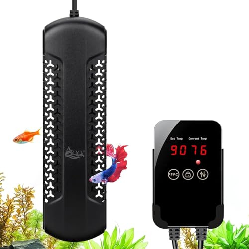 AQQA Aquarium Heizung,1000W Tauch Aquarium Heizstab mit Externem LED Thermostat Controller,Einstellbare Heizer für Aquarium,Überhitzungsschutz,für 510-980L Süßwasser Salzwasser