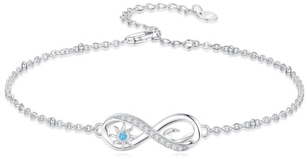 Flpruy Infinity Bracelets de cheville pour femme en argent sterling 925 avec coquillage, étoile de mer, soleil, dauphin, libellule, vague, bracelet de cheville d'été, bijoux de plage, cadeau
