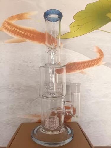 Gravity Glass Bong with Tornado percolate,Green Water Bongs with 14.5mm Bowl Height 33cm Weight 800g Glass Pipe for Smoking Hookah Bongs Oil Rig Smoking Pipe (Gravity Bong) (BONG-4)