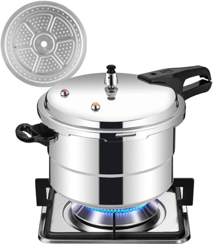 Pentole a pressione, 5L Fornello per cereali con inserto a vapore, in lega di alluminio, per cucina domestica, cucina, cucina, carne, pollame, verdure, frutti di mare, sala da pranzo