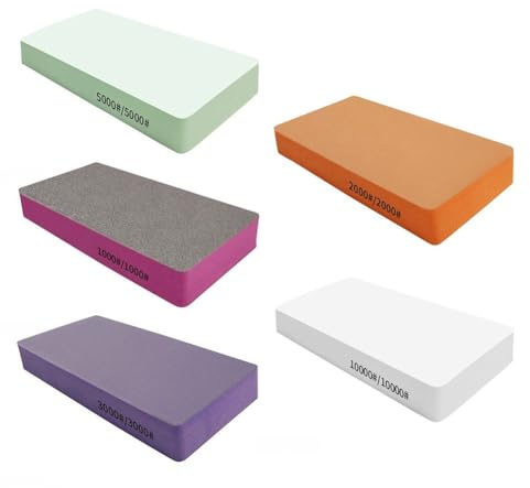 CashMuch Bloc éponge de polissage, 100 x 50 x 14 mm, double face, pour modèles, métal, verre, soin des ongles, grain 1000/2000/3000/5000/10000