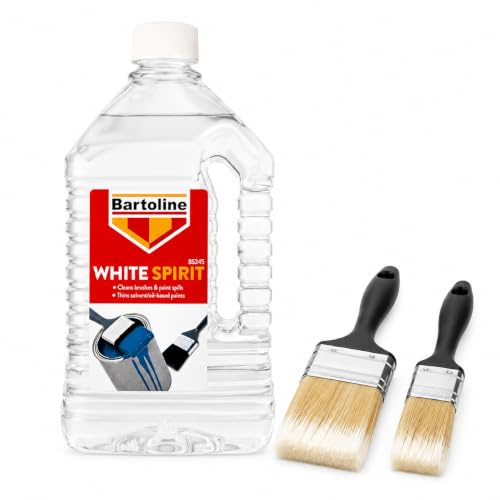Bartoline White Spirit 2 litres Multi-Purpose Paint Solvent for Cleaning, Paint Thinning & General Household Use, Oil-Based Paint Cleaner, Stain Remover, Safe for Brushes & Tools