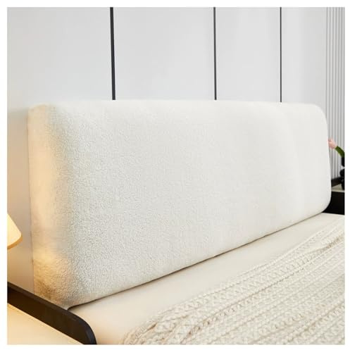 YUEZHONG Dehnbarer Bouclé-Kopfteilbezug, Flauschig Weicher Bett-Kopfteil-Schonbezug, Staubdichter Schutz, for Cal King Full Queen Size, for Schlafzimmerdekoration(Cream,King/75-83in)