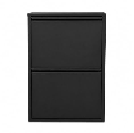 Alveon Schuhschrank Schmal, Metall Schuhkipper mit Magnet-Klappen, Schmaler Schuhschrank für Flur, Eingang & Diele, Platzsparendes Shoe Cabinet, Freistehend oder Wandmontage, Fertig Montiert