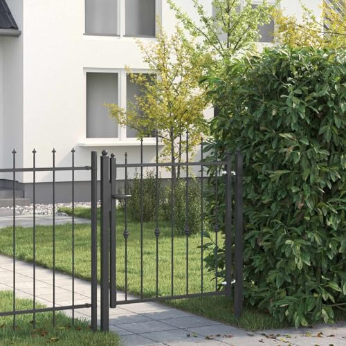 Ziaphsol Zauntor HORST 100 x 100 cm Metall Schwarz pulverbeschichtet abschließbar, Anti Kletter Design, Flügeltor für Grundstückseingang, stabile Sicherheitsbarriere