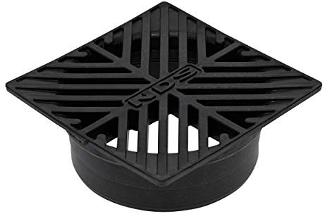 NDS 8, 4.5-Inch Square Grate, Connects to 4-Inch Drain Pipes and Fittings, for Small Lawns, Landscaping and Patios, Plastic, Black