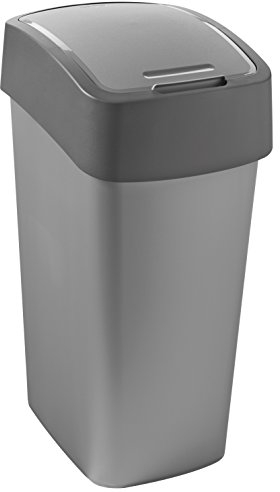 CURVER | Poubelle Flip Bin 50L 29,4x37,6x65,3 cm Argent / Anthracite
