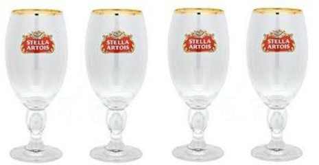 Stella Artois Lot de 4 verres Stella Artois en forme de calice 568 ml