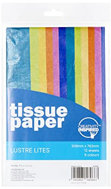 Creativity Inspired Tissue Paper, Multi Glittery Pastel Colours, 12 Sheets, 50 x 76cm, Craft, Decorative Paper, Ideal for Hobbyists and Professional Crafters, Adults & Kids