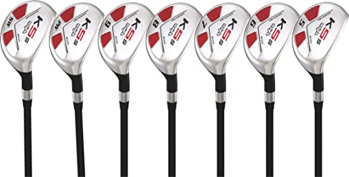 Majek Herren Golfschläger alle Hybrid komplett Full Set, die mit: # 5, 6, 7, 8, 9, PW + SW Senior Flex Rechtshänder NEU Rescue Utility R Flex Club