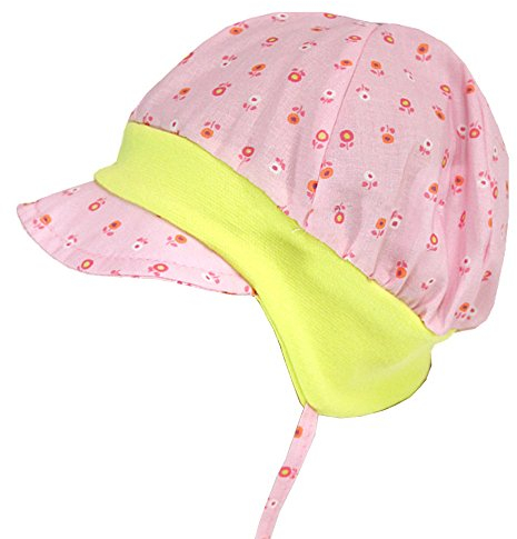 maximo Baby-Mütze rosa-hellgrün; Sommer-Mädchen-Mütze zum Binden mit Schirm (45)