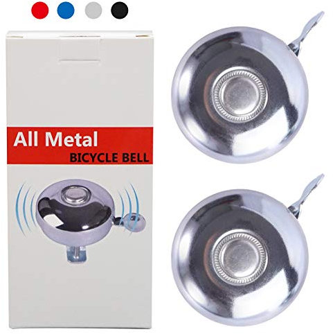 Redsia Fahrradklingel aus Metall, 2 Stück, für Erwachsene, Kinder, Mädchen, Jungen, linke Seite und rechte Hand, passend für Lenker mit 22,2 mm bis 31,8 mm Durchmesser (Silber, Rechtshänder)