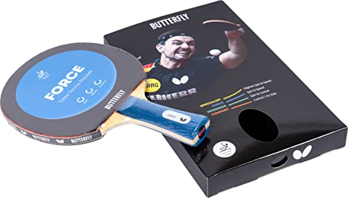 BUTTERFLY Tischtennisschläger Force | Profi-Tischtennisschläger für Fortgeschrittene- und Wettkampfspieler | ITTF zugelassene Beläge schwarz/rot | extrem griffige Oberfläche, Weiß