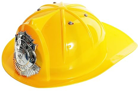 GELBER FEUERWEHRHELM FÜR ERWACHSENE – Gelber Kunststoffhelm, silbernes „Fire Rescue“-Abzeichen auf der Vorderseite – Perfekt für Junggesellen- oder Junggesellinnenabschiede als Feuerwehrmannkostüm