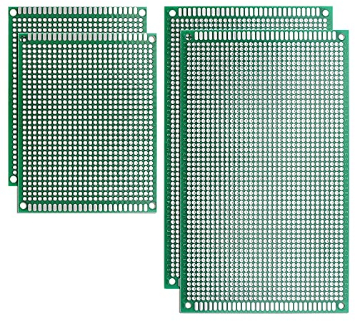 sourcing map Carte de Prototypage PCB Prototype Plaque Circuit Imprimé Double Face Kit (2 Dimensions - 7x9 9x15) pour Bricolage électronique Soudure Essai 4Pcs