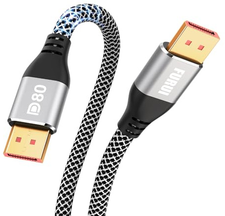 FURUI Câble DisplayPort 2.1 certifié VESA de 3 m, câble DP 2.0 16K, prend en charge 80 Gbit/s, 16K @ 60 Hz, 8K @ 120 Hz, 4K @ 240 Hz/165 Hz, 2K @ 360 Hz pour ordinateur portable, moniteur de jeu TV