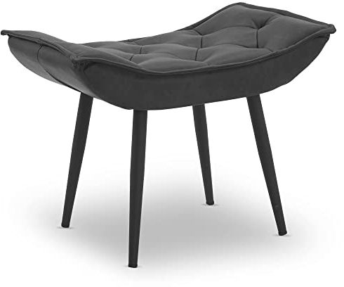 M MCombo Sitzhocker Fußstütze mit Metallbeinen, Eleganter Hocker Ottoman Schminktisch für Wohnzimmer Schlafzimmer, Quadratisch 40 * 69 cm, Kunstleder,4778-2 (Dunkelgrau)