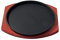 perfk Piatto da Bistecca in Ghisa con Base in Legno/Padella Rotonda per Grigliate di Pesce Sfrigolante di Carne di Dimensioni Personali/per La Cucina Uso Do, 23 cm