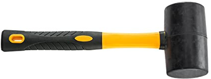 Hardy Working Tools – Maillet Caoutchouc Noir Ø 55 mm – Petit Marteau Universel pour Carreleur, Carrossier, Maçon, avec Manche Bi-Matière 2K