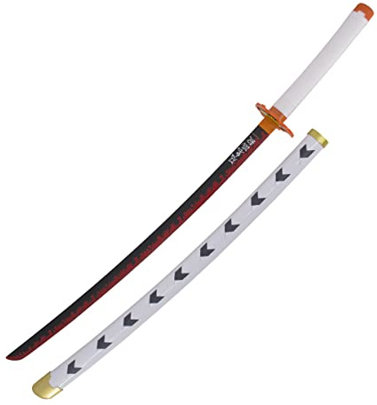 AMONT - Japansk Katana replika i bambu - Rengoku Kyoujurou-modell i trä - anime-serien - 105 cm