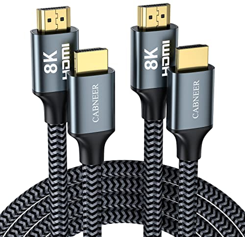 CABNEER 8K HDMI 2.1 Kabel 1m 2 Stücke, HDMI Kabel Hoch Geschwindig 48Gbps 8K@60Hz 4K@120Hz 2.2/2.3 für Dolby eARC HDCP HDR, Kompatibel mit HDTV, Laptop etc