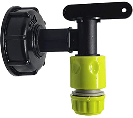 Auslaufhahn für Regentonne, Kunststoff Ersatz Hahn, Wasserhahn für Regenwassertonne, Regenfass, Wassertonnen - mit Dichtung, Kontermutter und Hahnanschluss, 3/4 Inch, Schwarz (A)