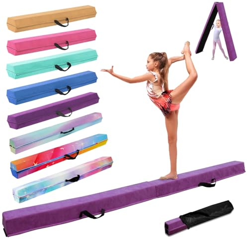 Trave Ginnastica Artistica per Casa 270 cm, Trave Pieghevole Ginnastica Portatile per Allenamento, Trave Equilibrio con Base In Gomma Antiscivolo per Bambini, Principianti e Ginnasti Professionisti