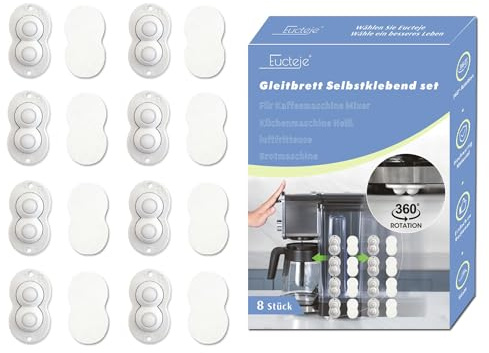 Eucteje Pack of 8 Ball Castors for Small Kitchen Appliances 360 Degree Swivel Castors Furniture Castors Self-Adhesive Slider Rolling Board Accessories for Coffee Machine Mixer Food Processor (Small