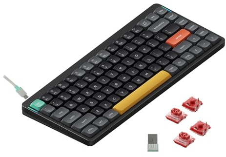 nuphy Air75 V2 Kabellose mechanische Tastatur, 84 Tasten RGB Hot-Swap Tastatur, unterstützt Bluetooth 5.1, 2.4G und kabelgebundener Verbindungc für PC/Laptop/Windows/Mac-Black Gateron Cowberry Switch