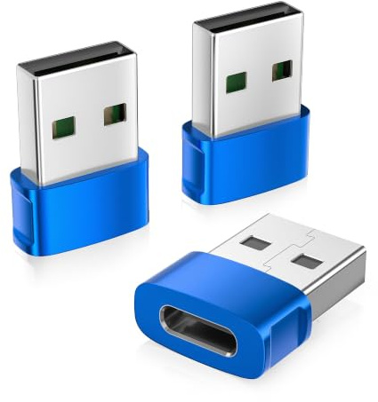Basesailor USB auf USB C Adapter für iPhone 17 16 3Pack,USBC Auto Konverter | Typ C Buchse auf USBA Stecker Netzteil Ladegerät für Apple 17e 16e 15 Max,iWatch 11,iPad Air Mini,Airpods Pro 3,Samsung S26