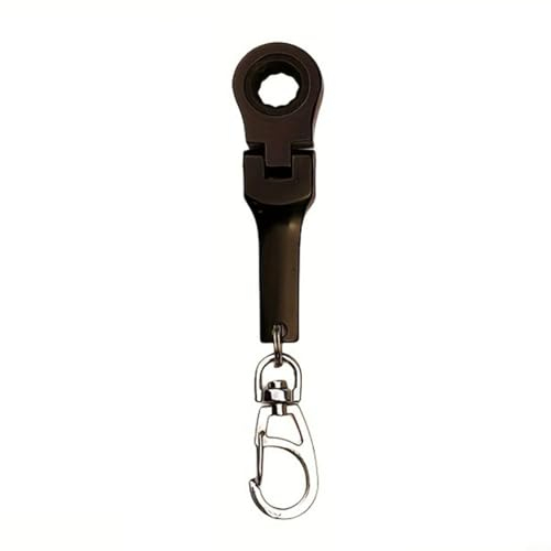 Ratschen -Schritte Kompaktes Aussehen Ratschenschlüssel, 10 mm Ratschenschlüssel mit Schlüsselanhänger, Kann als Schlüsselanhänger oder als Schraubenschlüssel verwendet werden(Black)