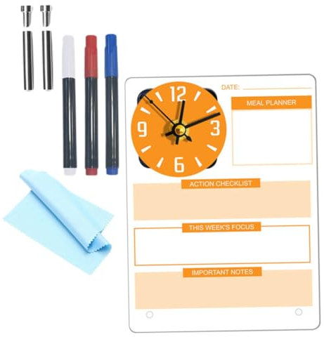 Levemolo Acryl-whiteboard Mit Uhr Für Schreibtisch Diy Löschbare Notiztafel Dekorative Memotafel Planertafel Für Büro Und Zuhause Beschreibbare Tischtafel Geeignet Für Organisation Und