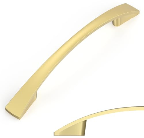 Amerdeco 10 Stück Möbelgriffe Brushed Gold,96mm Lochabstand, Zinklegierung Schubladengriffe & Schrankgriffe für Küchenschränke & Kleiderschränke UK0021