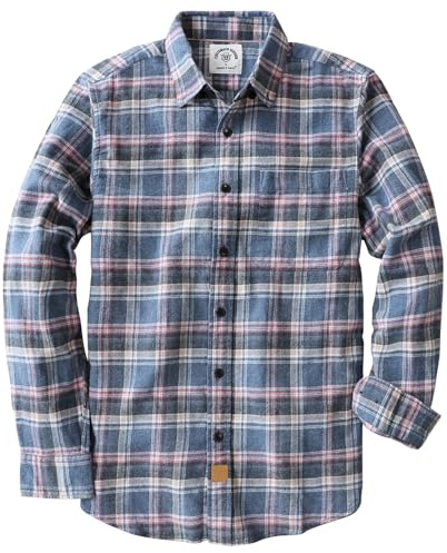 Dubinik® 6 oz Chemise Flanelle Homme 100% Coton Manches Longues Hiver Carreaux avec Poche Confortable Et Léger Gris Bleu Rouge M