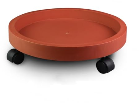 YCZHD Pflanzenpaletten-Caddy Pflanzenständer Runder Blumentopf Mover Pflanztopf Palettenwagen Caster mit Universalrollen für Outdoor & Indoor mit Arretierung(Size:38.3 CM/15 IN,Color:Rot)